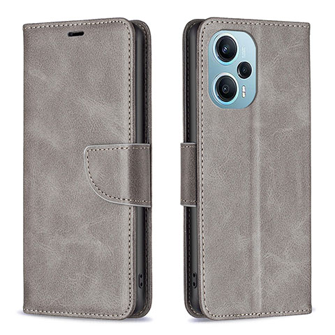 Handytasche Stand Schutzhülle Flip Leder Hülle B04F für Xiaomi Redmi Note 12 Turbo 5G Grau