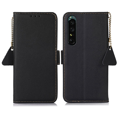 Handytasche Stand Schutzhülle Flip Leder Hülle B04H für Sony Xperia 1 IV Schwarz