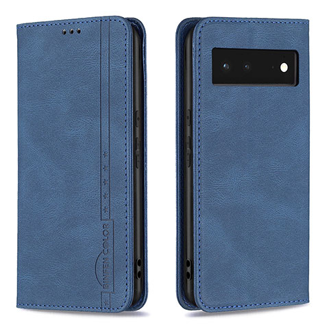 Handytasche Stand Schutzhülle Flip Leder Hülle B05F für Google Pixel 6 5G Blau