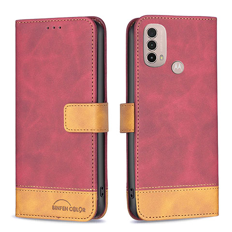 Handytasche Stand Schutzhülle Flip Leder Hülle B05F für Motorola Moto E20 Rot