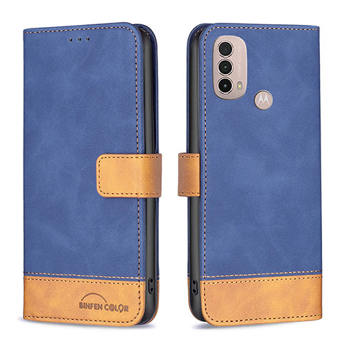 Handytasche Stand Schutzhülle Flip Leder Hülle B05F für Motorola Moto E40 Blau