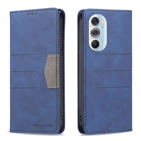 Handytasche Stand Schutzhülle Flip Leder Hülle B05F für Motorola Moto Edge 30 Pro 5G Blau