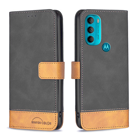 Handytasche Stand Schutzhülle Flip Leder Hülle B05F für Motorola Moto G71 5G Schwarz