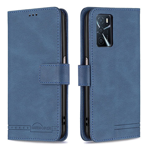 Handytasche Stand Schutzhülle Flip Leder Hülle B05F für Oppo A16s Blau