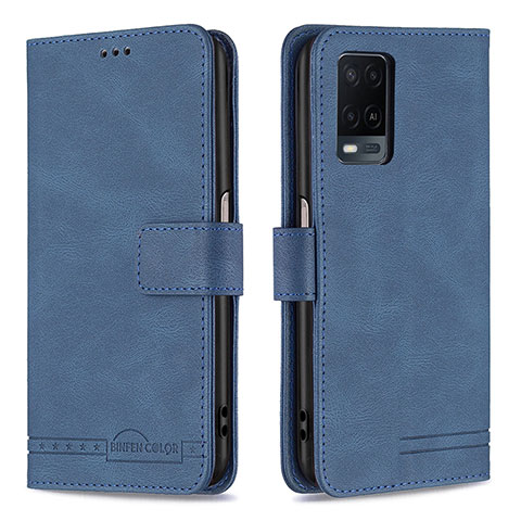 Handytasche Stand Schutzhülle Flip Leder Hülle B05F für Oppo A54 4G Blau