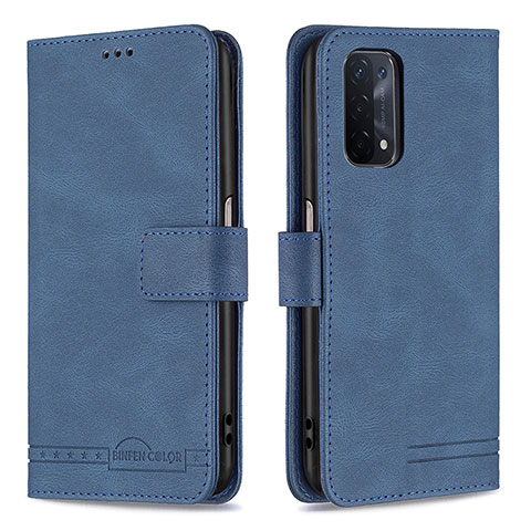 Handytasche Stand Schutzhülle Flip Leder Hülle B05F für Oppo A54 5G Blau