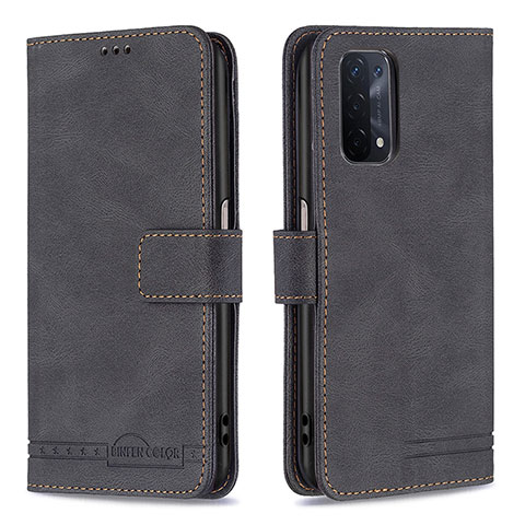 Handytasche Stand Schutzhülle Flip Leder Hülle B05F für Oppo A54 5G Schwarz