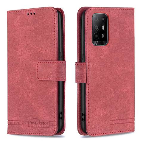 Handytasche Stand Schutzhülle Flip Leder Hülle B05F für Oppo A94 5G Rot