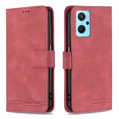 Handytasche Stand Schutzhülle Flip Leder Hülle B05F für Oppo A96 4G Rot