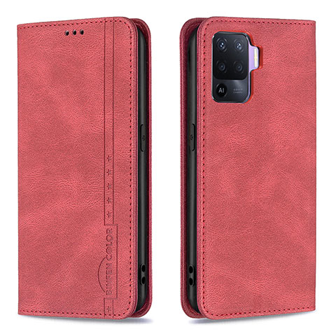 Handytasche Stand Schutzhülle Flip Leder Hülle B05F für Oppo F19 Pro Rot