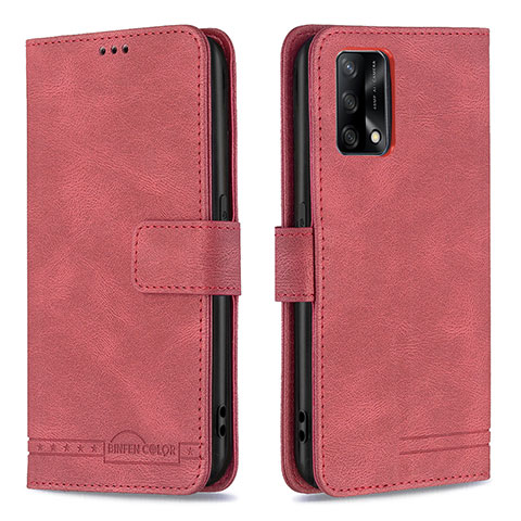 Handytasche Stand Schutzhülle Flip Leder Hülle B05F für Oppo F19 Rot