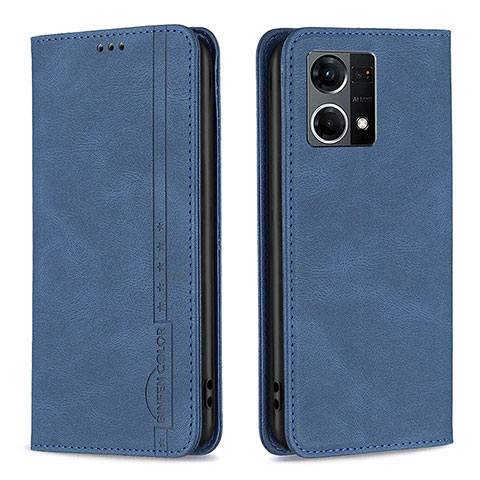 Handytasche Stand Schutzhülle Flip Leder Hülle B05F für Oppo F21 Pro 4G Blau