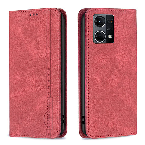 Handytasche Stand Schutzhülle Flip Leder Hülle B05F für Oppo F21 Pro 4G Rot