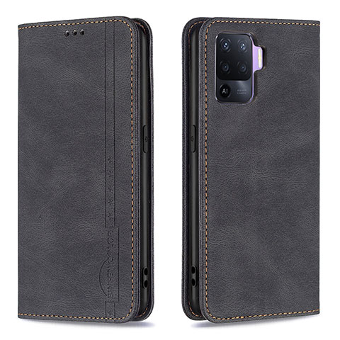 Handytasche Stand Schutzhülle Flip Leder Hülle B05F für Oppo Reno5 Lite Schwarz