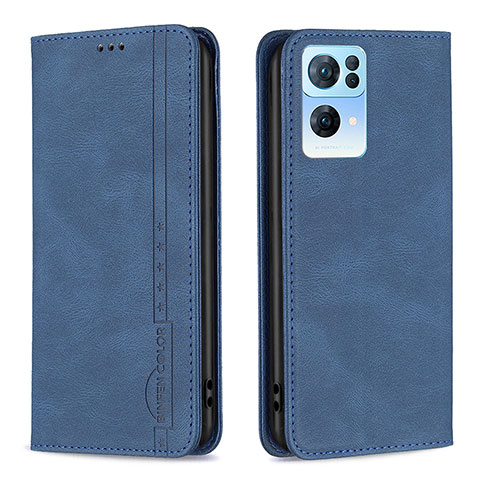 Handytasche Stand Schutzhülle Flip Leder Hülle B05F für Oppo Reno7 Pro 5G Blau