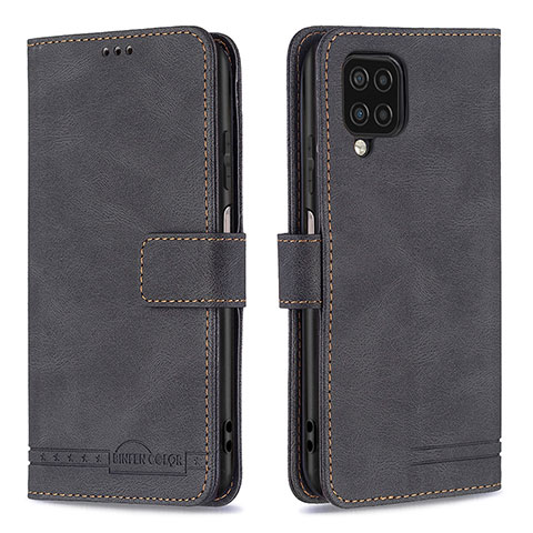 Handytasche Stand Schutzhülle Flip Leder Hülle B05F für Samsung Galaxy A12 Schwarz