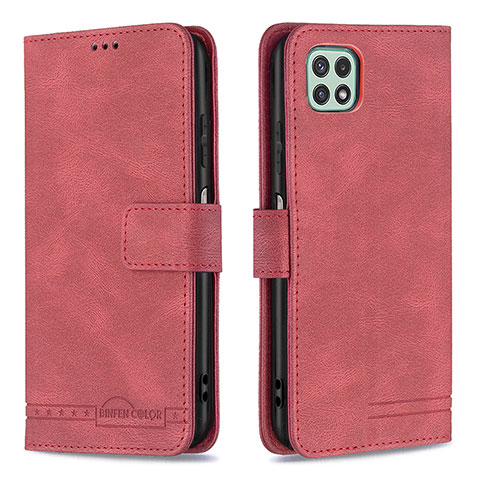 Handytasche Stand Schutzhülle Flip Leder Hülle B05F für Samsung Galaxy A22 5G Rot