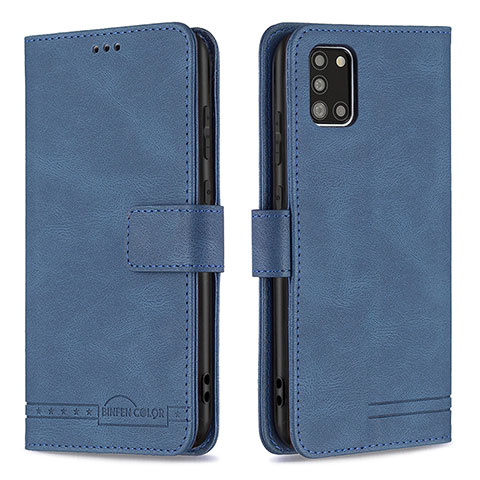 Handytasche Stand Schutzhülle Flip Leder Hülle B05F für Samsung Galaxy A31 Blau