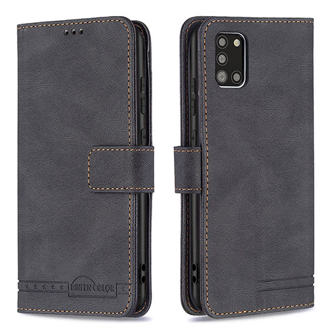 Handytasche Stand Schutzhülle Flip Leder Hülle B05F für Samsung Galaxy A31 Schwarz