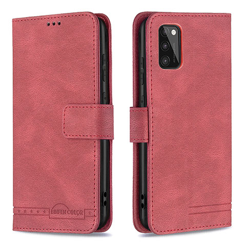 Handytasche Stand Schutzhülle Flip Leder Hülle B05F für Samsung Galaxy A41 Rot