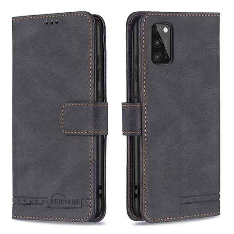 Handytasche Stand Schutzhülle Flip Leder Hülle B05F für Samsung Galaxy A41 Schwarz