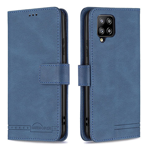 Handytasche Stand Schutzhülle Flip Leder Hülle B05F für Samsung Galaxy A42 5G Blau