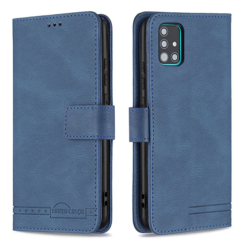 Handytasche Stand Schutzhülle Flip Leder Hülle B05F für Samsung Galaxy A51 5G Blau