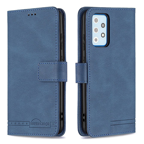 Handytasche Stand Schutzhülle Flip Leder Hülle B05F für Samsung Galaxy A52 4G Blau