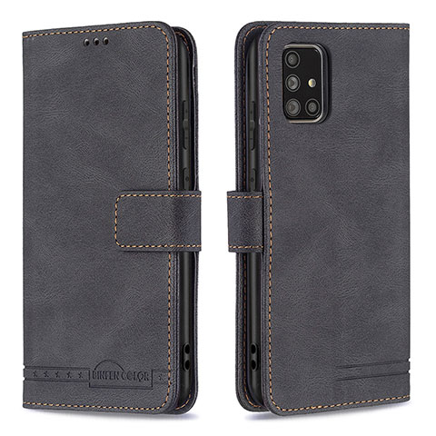 Handytasche Stand Schutzhülle Flip Leder Hülle B05F für Samsung Galaxy A71 4G A715 Schwarz