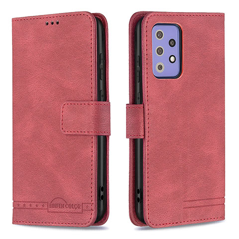 Handytasche Stand Schutzhülle Flip Leder Hülle B05F für Samsung Galaxy A72 4G Rot