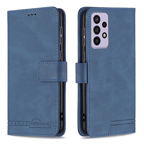 Handytasche Stand Schutzhülle Flip Leder Hülle B05F für Samsung Galaxy A73 5G Blau