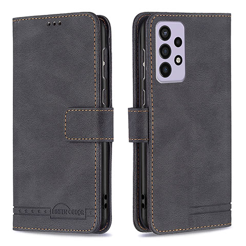 Handytasche Stand Schutzhülle Flip Leder Hülle B05F für Samsung Galaxy A73 5G Schwarz