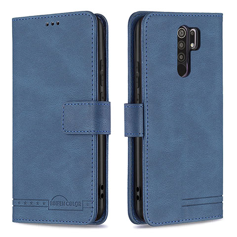 Handytasche Stand Schutzhülle Flip Leder Hülle B05F für Xiaomi Redmi 9 Prime India Blau