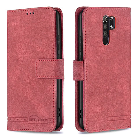 Handytasche Stand Schutzhülle Flip Leder Hülle B05F für Xiaomi Redmi 9 Prime India Rot