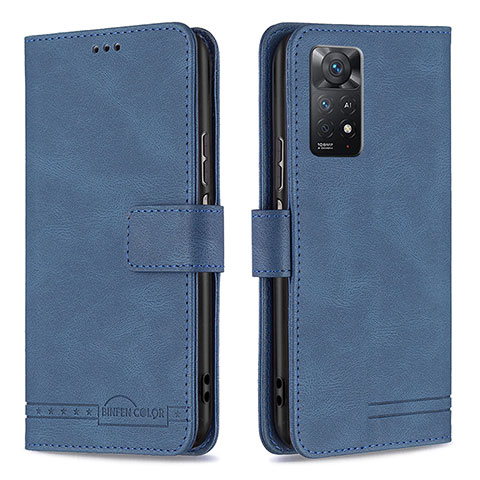 Handytasche Stand Schutzhülle Flip Leder Hülle B05F für Xiaomi Redmi Note 11 Pro 5G Blau