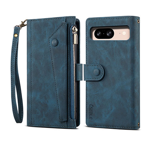 Handytasche Stand Schutzhülle Flip Leder Hülle B05S für Google Pixel 8 5G Blau