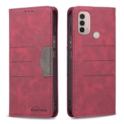 Handytasche Stand Schutzhülle Flip Leder Hülle B06F für Motorola Moto E20 Rot