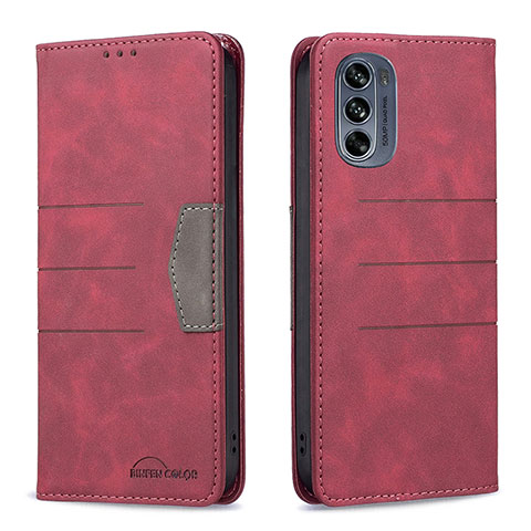 Handytasche Stand Schutzhülle Flip Leder Hülle B06F für Motorola Moto G62 5G Rot