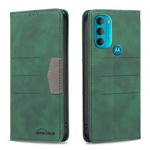 Handytasche Stand Schutzhülle Flip Leder Hülle B06F für Motorola Moto G71 5G Grün