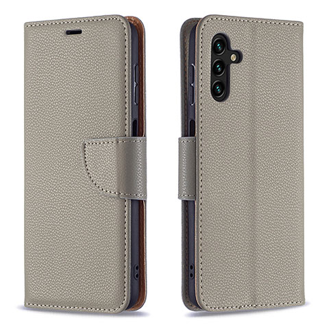 Handytasche Stand Schutzhülle Flip Leder Hülle B06F für Samsung Galaxy A04s Grau