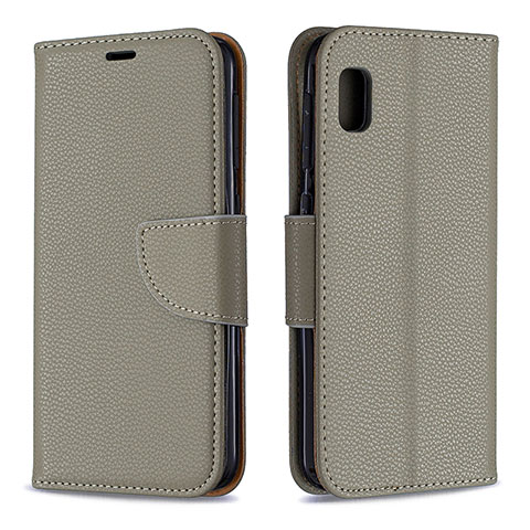 Handytasche Stand Schutzhülle Flip Leder Hülle B06F für Samsung Galaxy A10e Grau