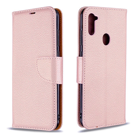 Handytasche Stand Schutzhülle Flip Leder Hülle B06F für Samsung Galaxy A11 Rosegold