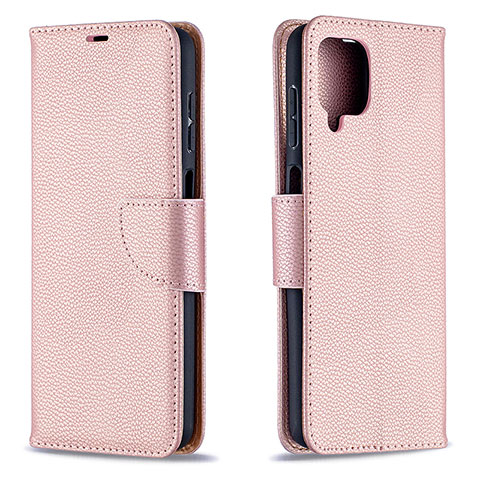 Handytasche Stand Schutzhülle Flip Leder Hülle B06F für Samsung Galaxy A12 5G Rosegold