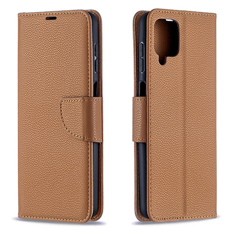 Handytasche Stand Schutzhülle Flip Leder Hülle B06F für Samsung Galaxy A12 Braun