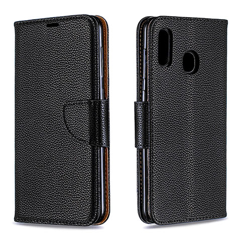 Handytasche Stand Schutzhülle Flip Leder Hülle B06F für Samsung Galaxy A20 Schwarz