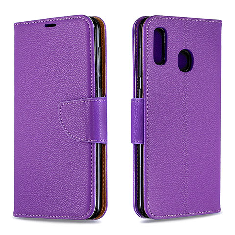 Handytasche Stand Schutzhülle Flip Leder Hülle B06F für Samsung Galaxy A20 Violett