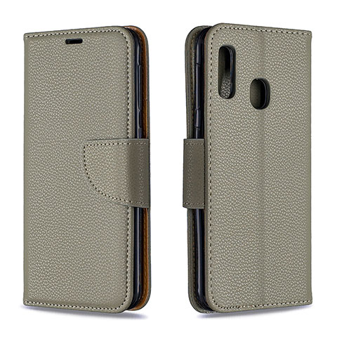 Handytasche Stand Schutzhülle Flip Leder Hülle B06F für Samsung Galaxy A20e Grau