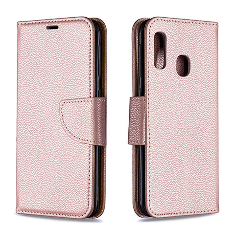 Handytasche Stand Schutzhülle Flip Leder Hülle B06F für Samsung Galaxy A20e Rosegold