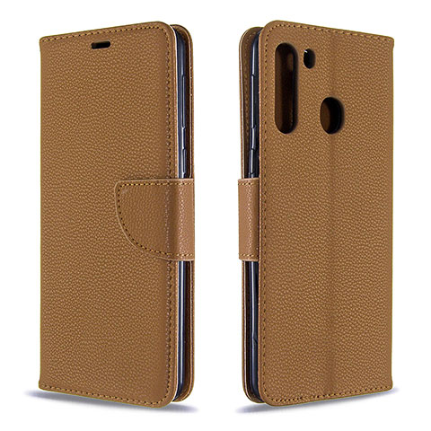 Handytasche Stand Schutzhülle Flip Leder Hülle B06F für Samsung Galaxy A21 Braun