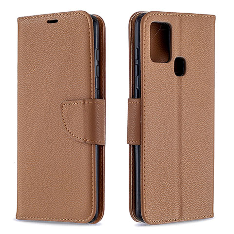 Handytasche Stand Schutzhülle Flip Leder Hülle B06F für Samsung Galaxy A21s Braun